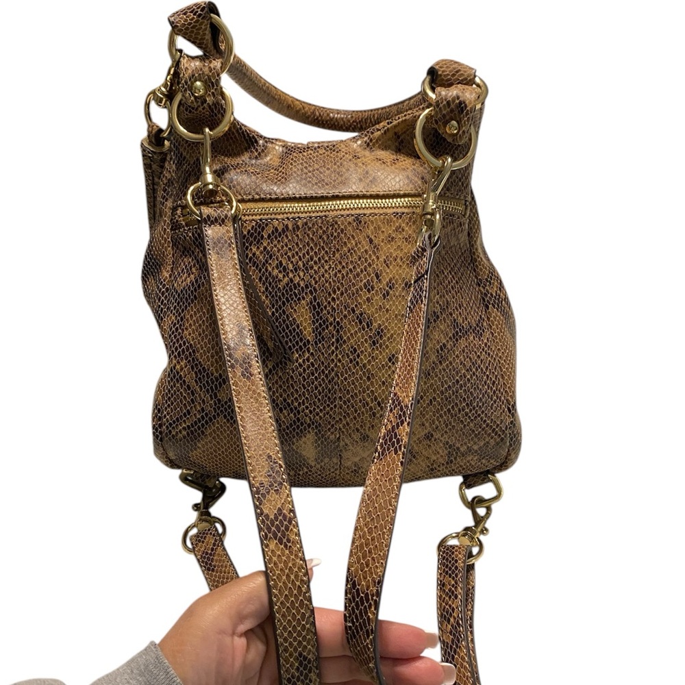 Snakeskin Patterned Tan Backpack - Picture 3 of 8